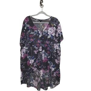 Torrid Multi Floral Chiffon H-Low Baby Doll Top Size 4